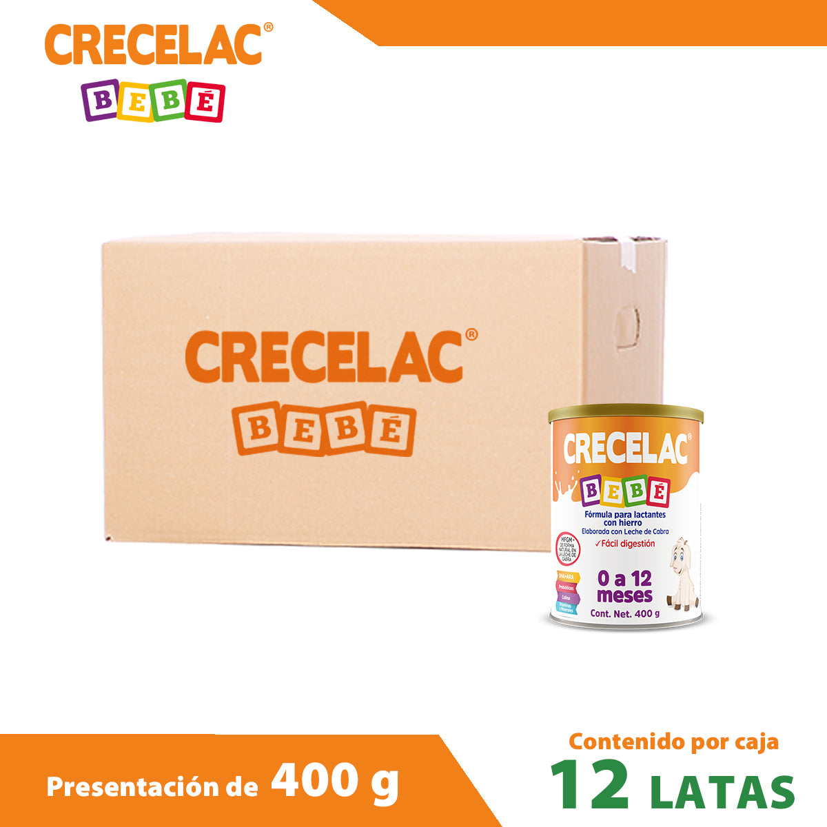 12 Pack Fórmula Crecelac Bebé 0-12 Meses 400gr
